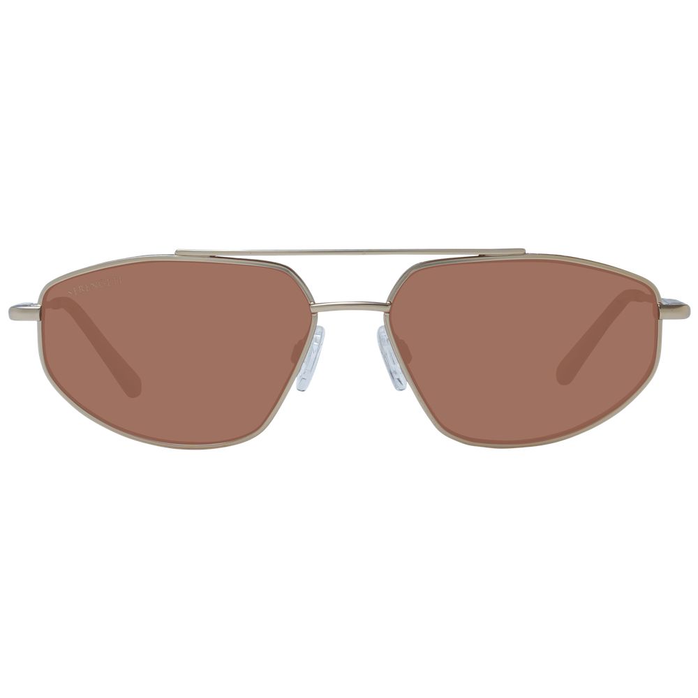 Serengeti Gold Metal Sunglasses with round frames and tinted lenses, stylish eyewear for sun protection and fashion.