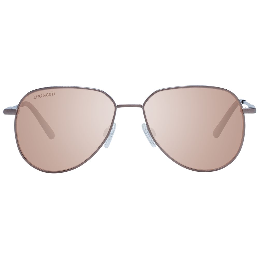 Serengeti bronze metal sunglasses with rounded frames and tinted lenses, stylish eyewear for a sophisticated look.
