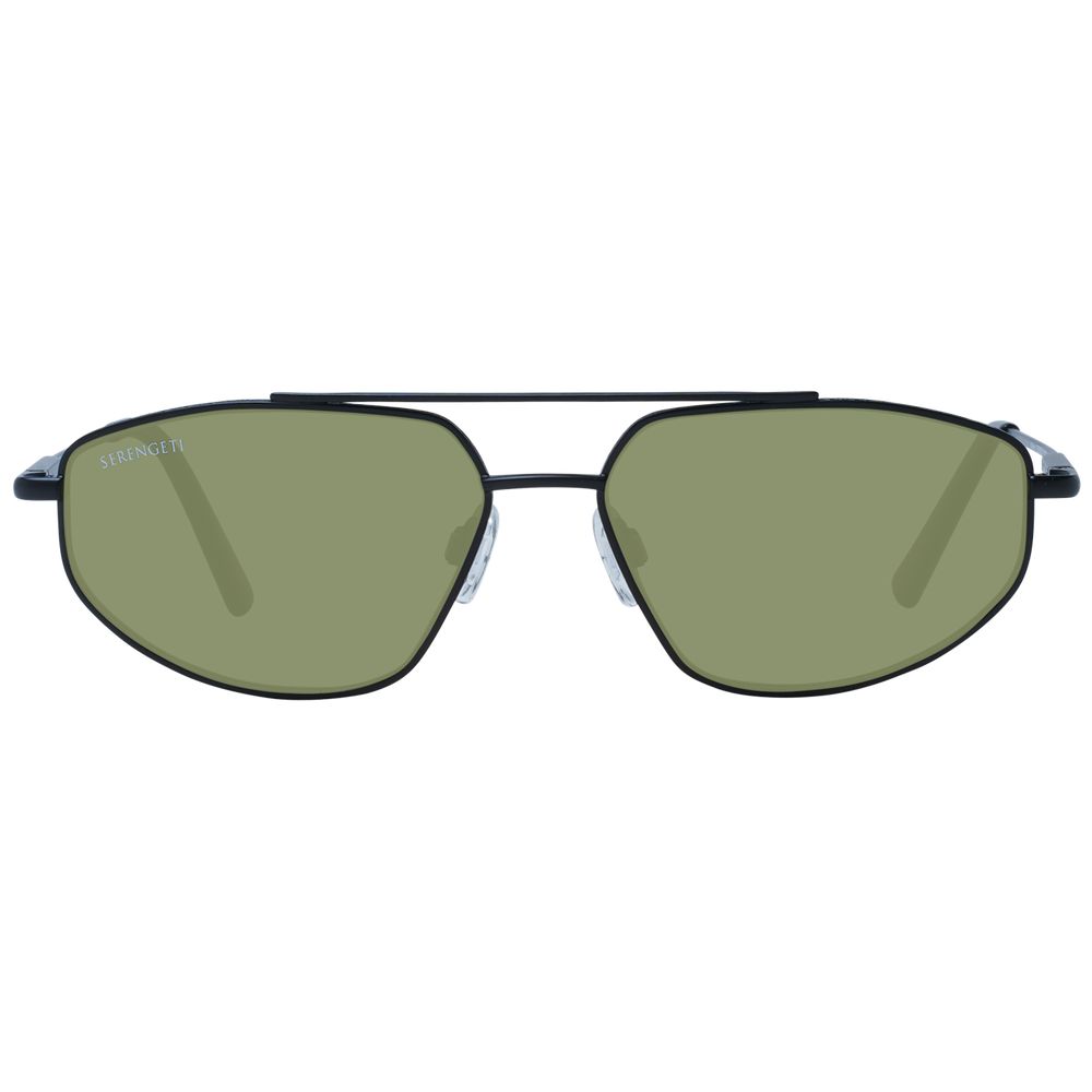 Serengeti black metal sunglasses with sleek frame and tinted lenses, stylish eyewear for sun protection and fashion.