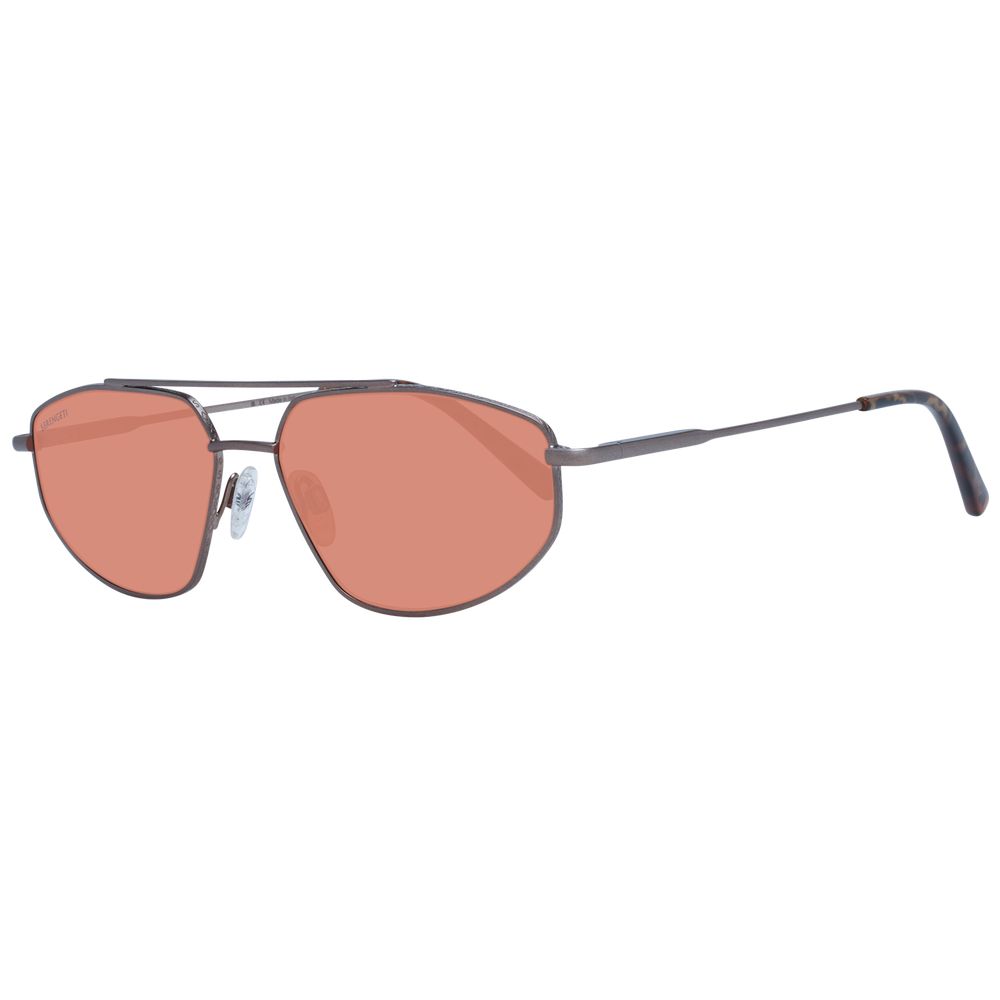 Serengeti bronze metal sunglasses with round frames and tinted lenses, stylish eyewear for sun protection and fashion.