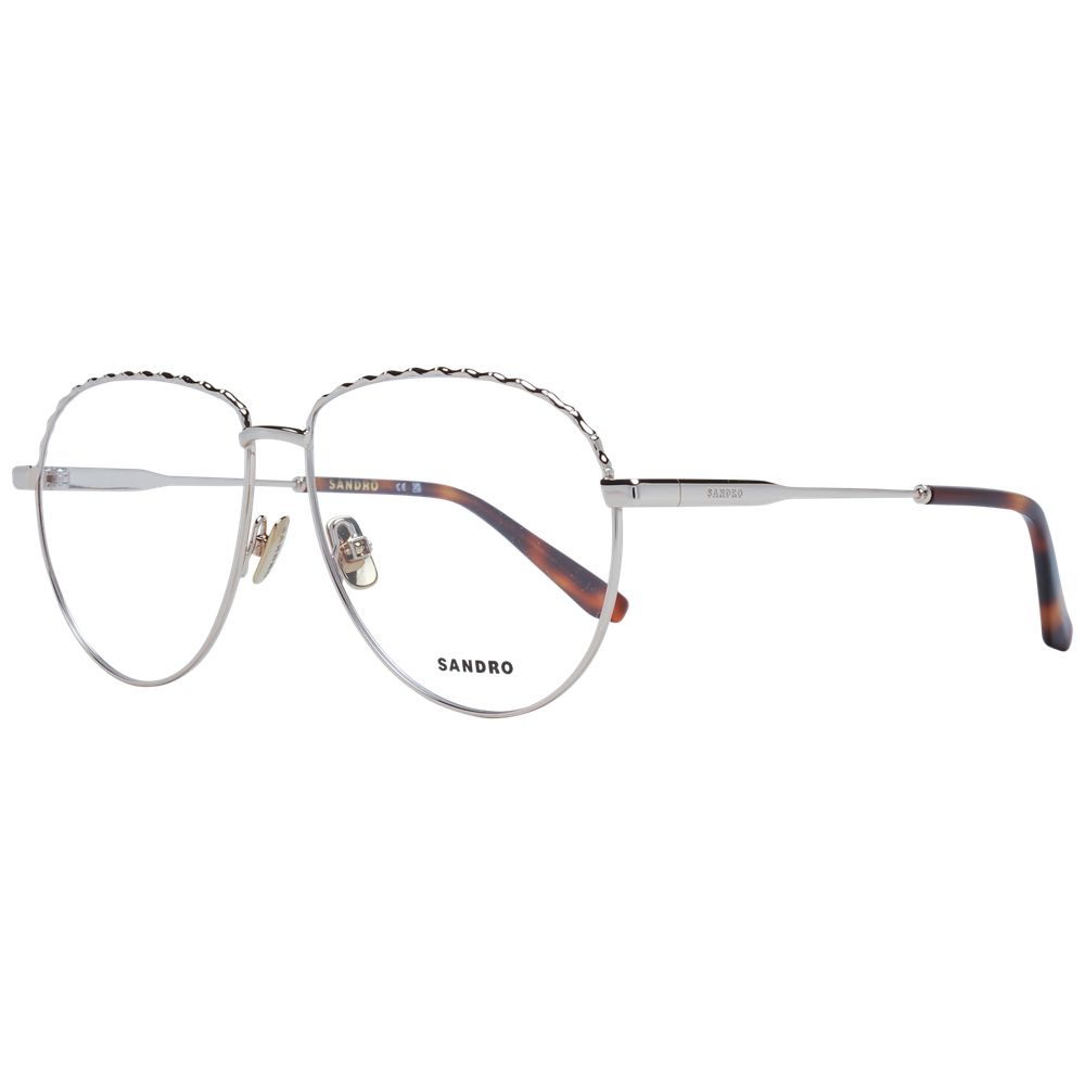 Sandro rose gold metal glasses frames with clear lenses, stylish eyewear accessory for everyday wear.