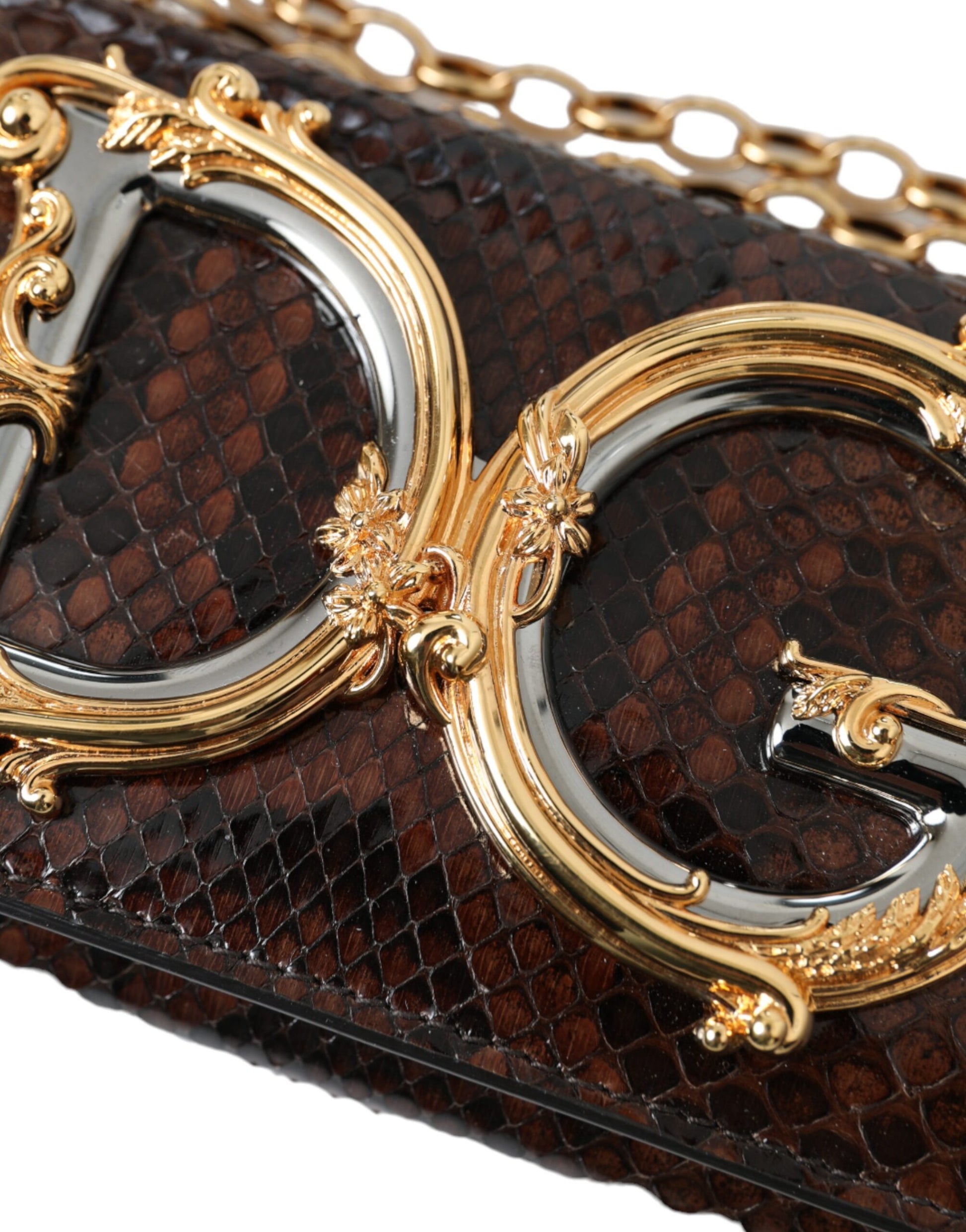 Dolce & Gabbana Brown Python Leather DG Girls Crossbody Phone Bag Dolce & Gabbana