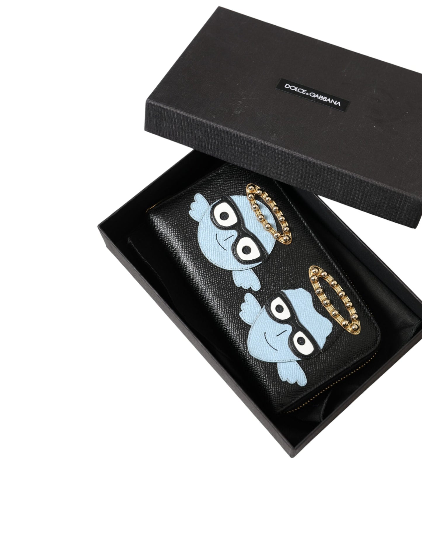 Dolce & Gabbana Black Blue Leather #DGFAMILY Zipper Continental Men Wallet Dolce & Gabbana