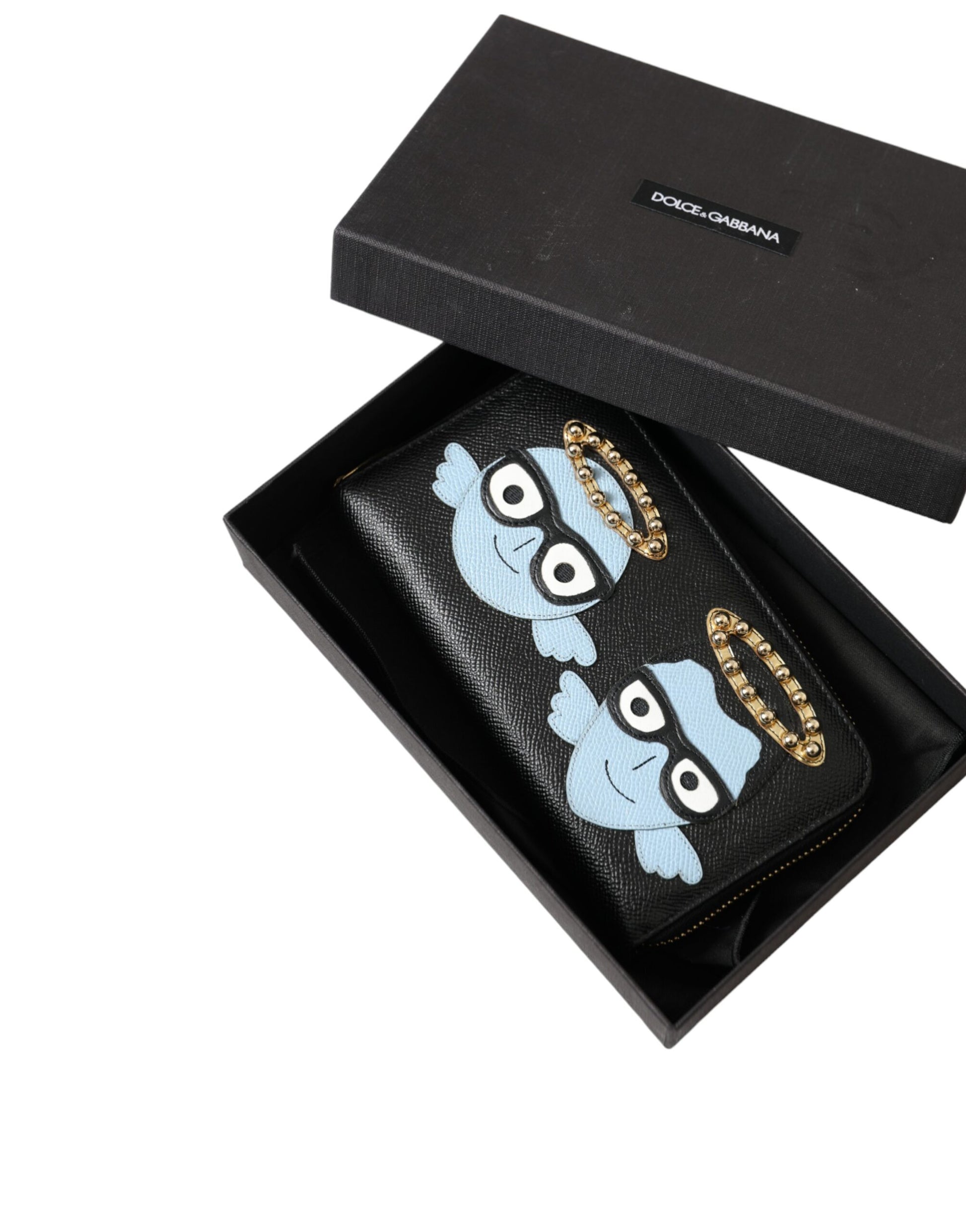 Dolce & Gabbana Black Blue Leather #DGFAMILY Zipper Continental Men Wallet Dolce & Gabbana