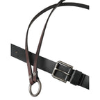 Dolce & Gabbana Black Brown Leather Silver Metal Buckle Belt
