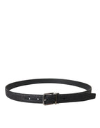 Dolce & Gabbana black glittered leather belt with silver buckle, stylish accessory with metallic shimmer and sleek design.