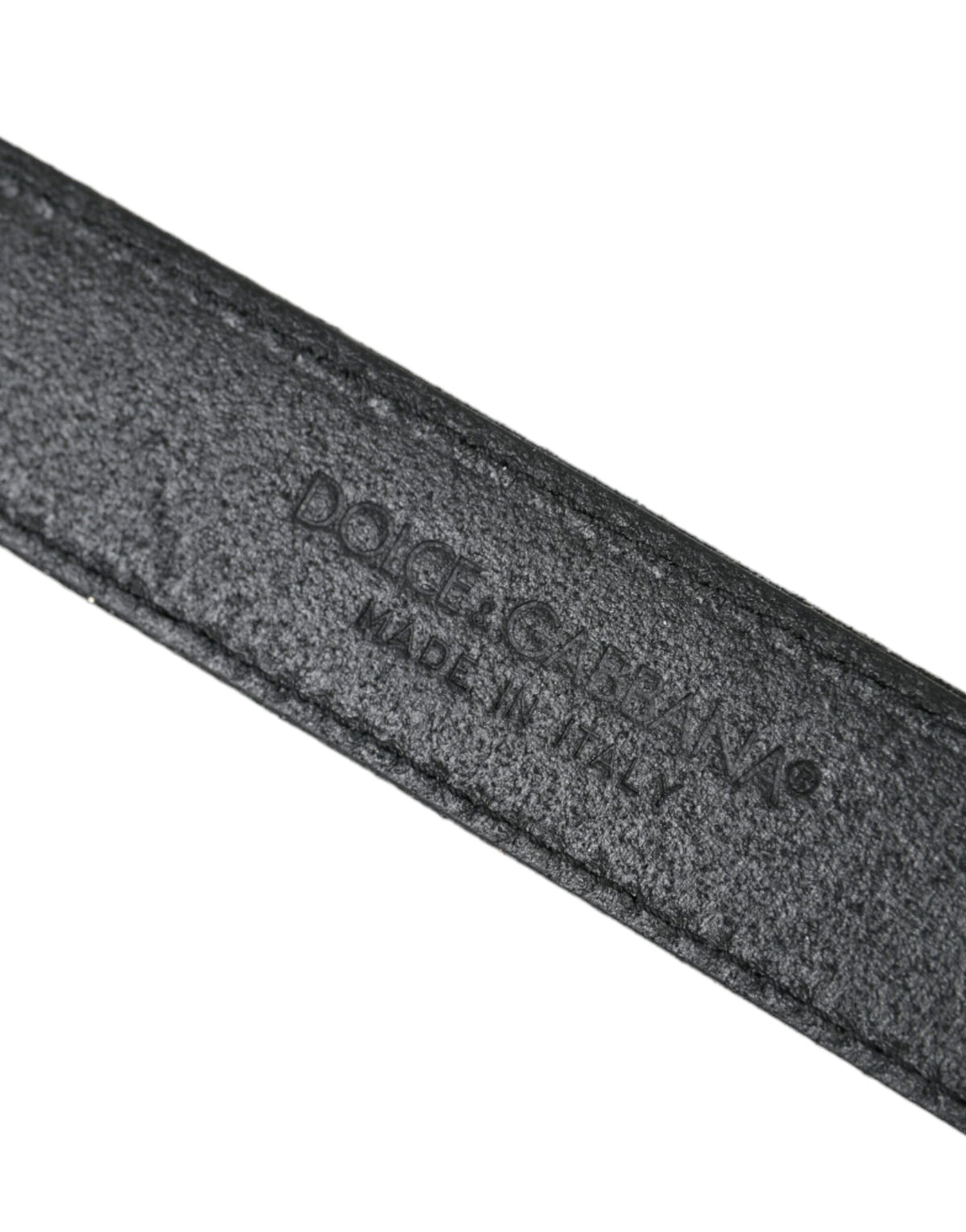Dolce & Gabbana black leather belt with glitter accents and silver buckle, stylish accessory for women.