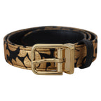 Dolce & Gabbana Multicolor Jacquard Leather Logo Buckle Belt