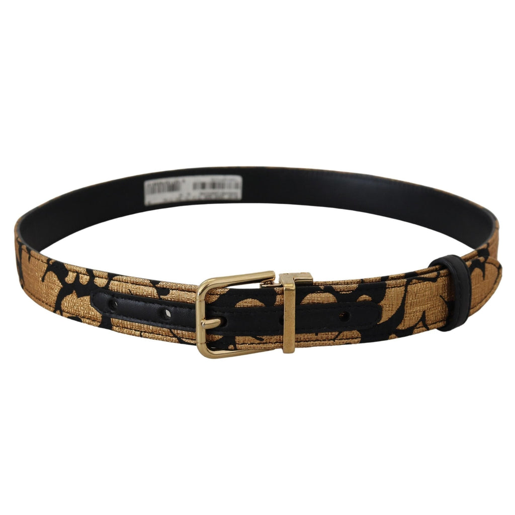 Dolce & Gabbana Multicolor Jacquard Leather Logo Buckle Belt