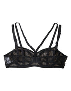 Dolce & Gabbana Black Floral Lace Nylon Balconcino Bra Underwear - Eljoys Fashion 