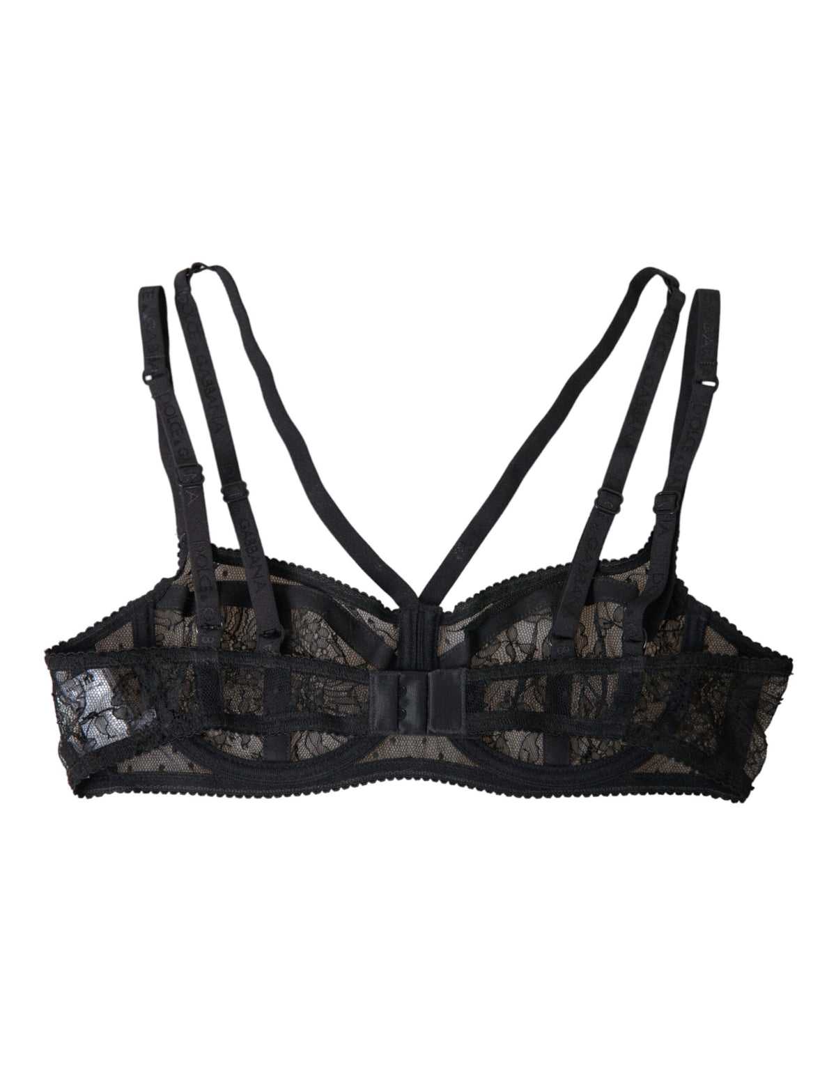 Dolce & Gabbana Black Floral Lace Nylon Balconcino Bra Underwear - Eljoys Fashion 