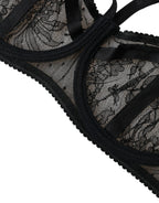 Dolce & Gabbana Black Floral Lace Nylon Balconcino Bra Underwear - Eljoys Fashion 