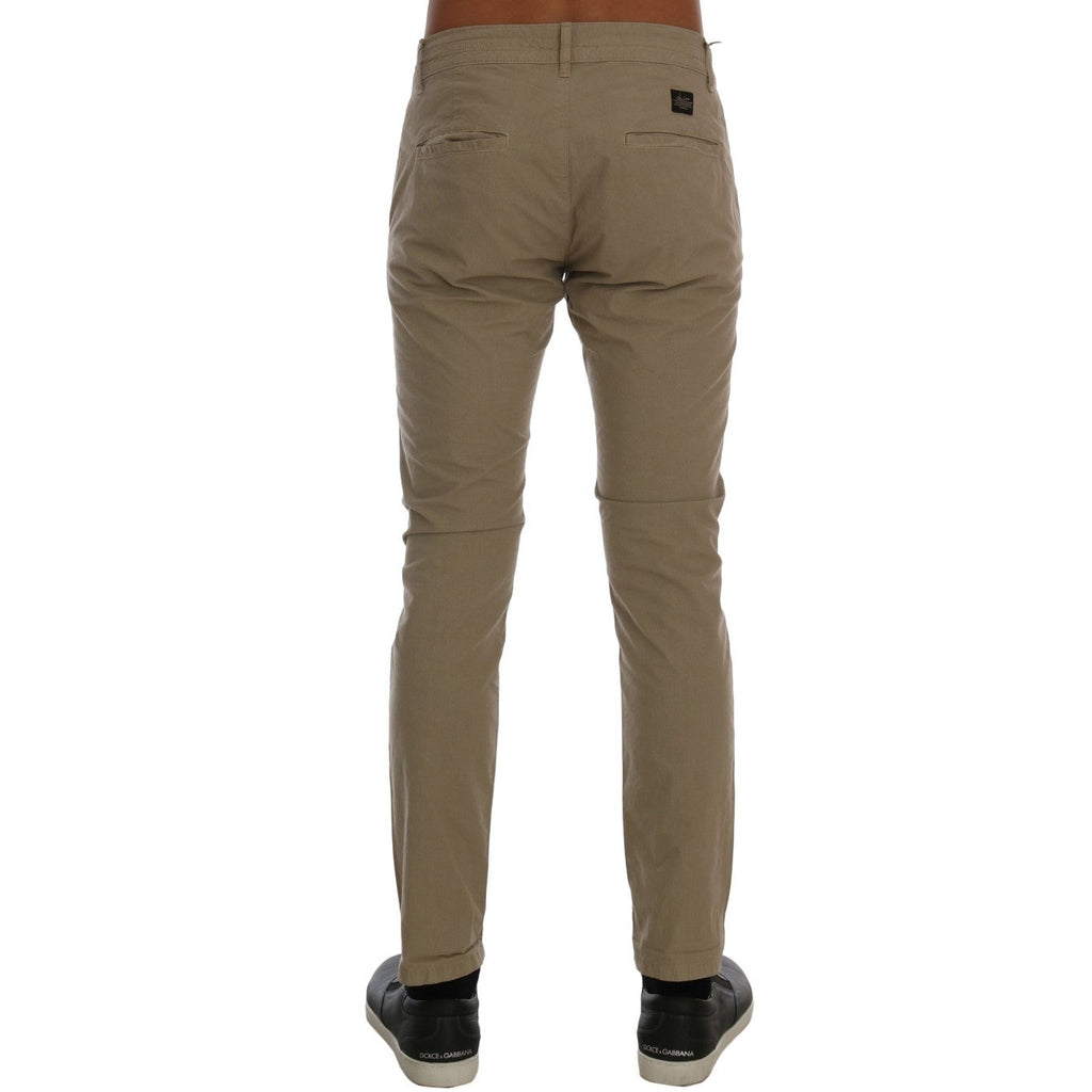 Daniele Alessandrini Beige Cotton Stretch Slim Fit Chinos