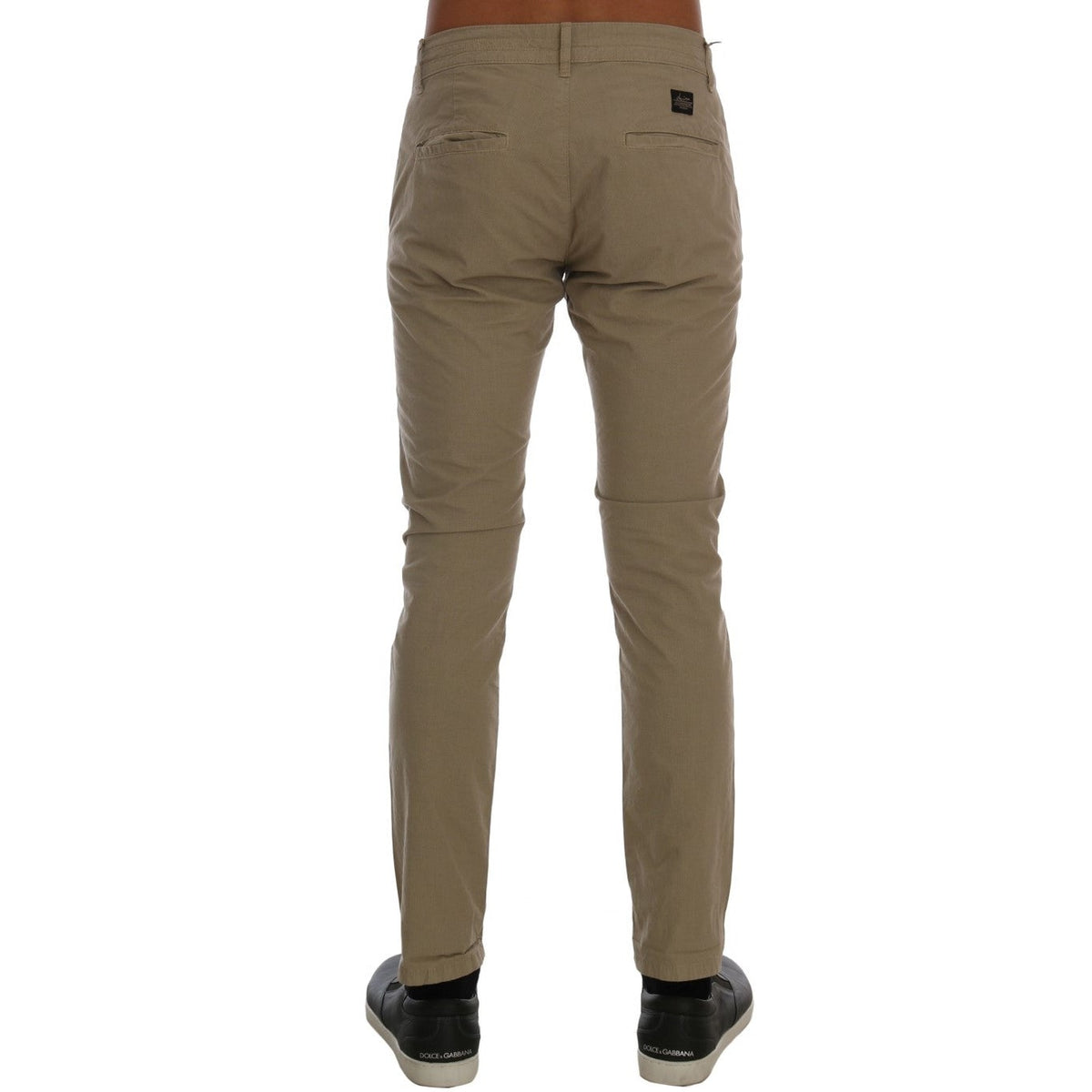 Daniele Alessandrini Beige Cotton Stretch Slim Fit Chinos