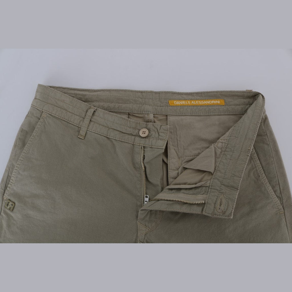 Daniele Alessandrini Beige Cotton Stretch Slim Fit Chinos