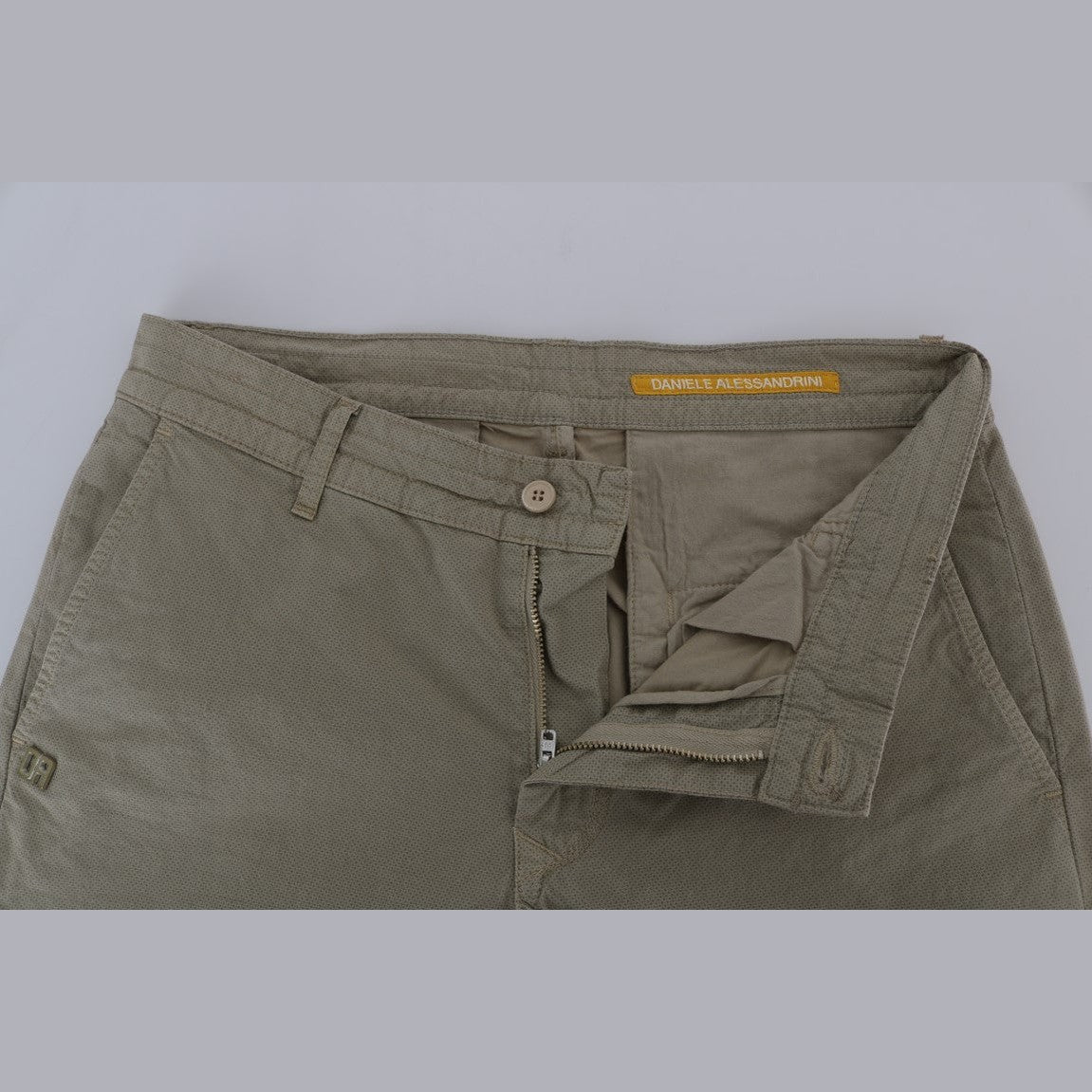 Daniele Alessandrini Beige Cotton Stretch Slim Fit Chinos