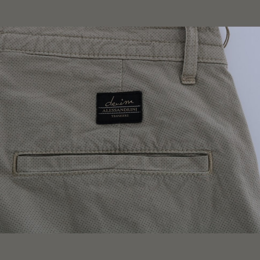 Daniele Alessandrini Beige Cotton Stretch Slim Fit Chinos