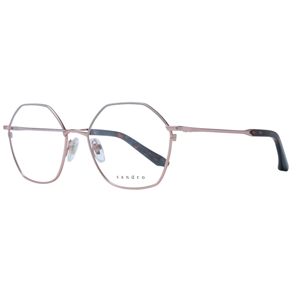 Sandro rose gold stainless steel glasses frames with clear lenses, stylish and lightweight for everyday wear.