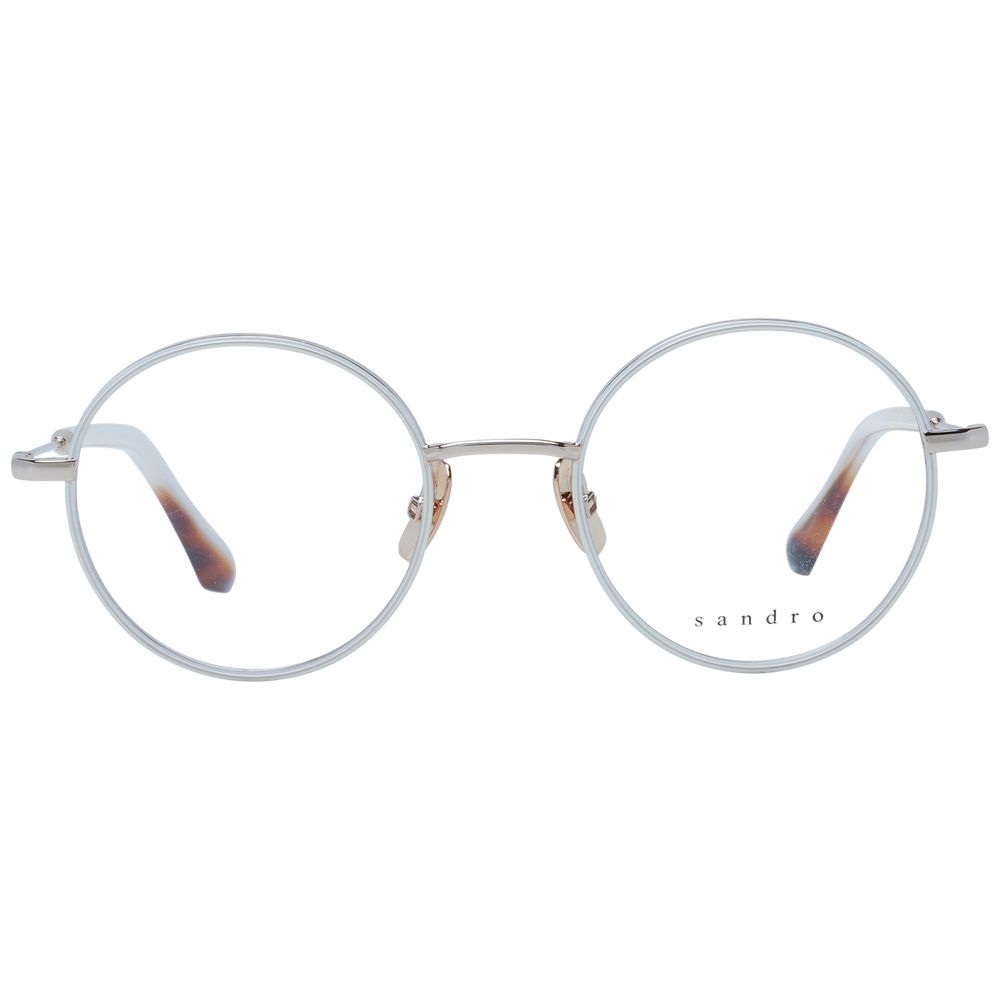 Sandro white stainless steel glasses frames with sleek design and clear lenses, suitable for stylish eyewear.
