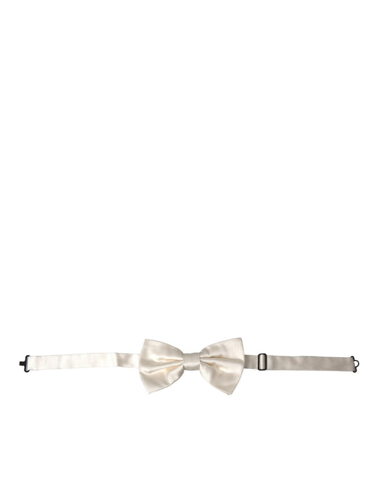Dolce & Gabbana Off White Silk Adjustable Neck Men Bow Tie Dolce & Gabbana