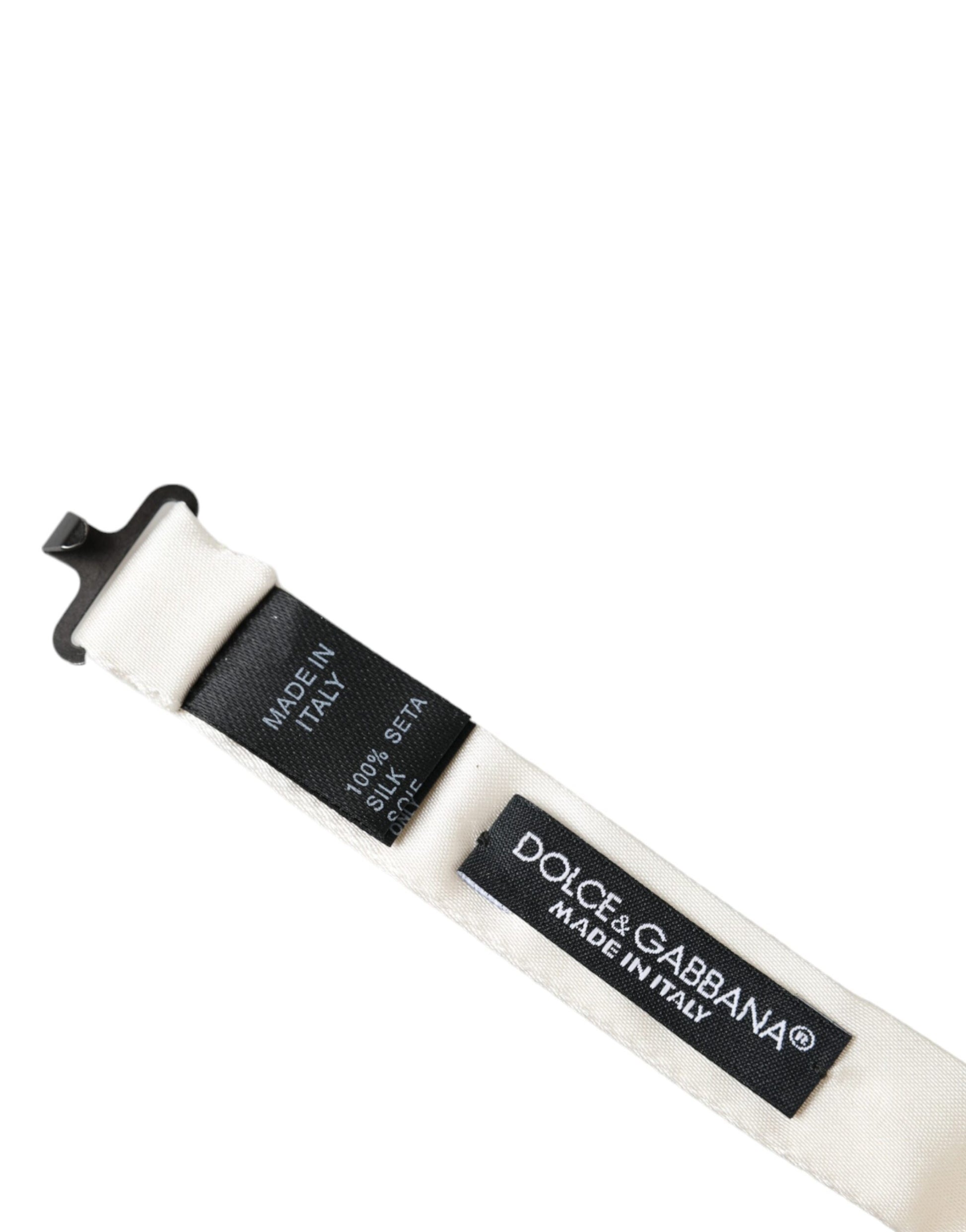 Dolce & Gabbana Off White Silk Adjustable Neck Men Bow Tie Dolce & Gabbana