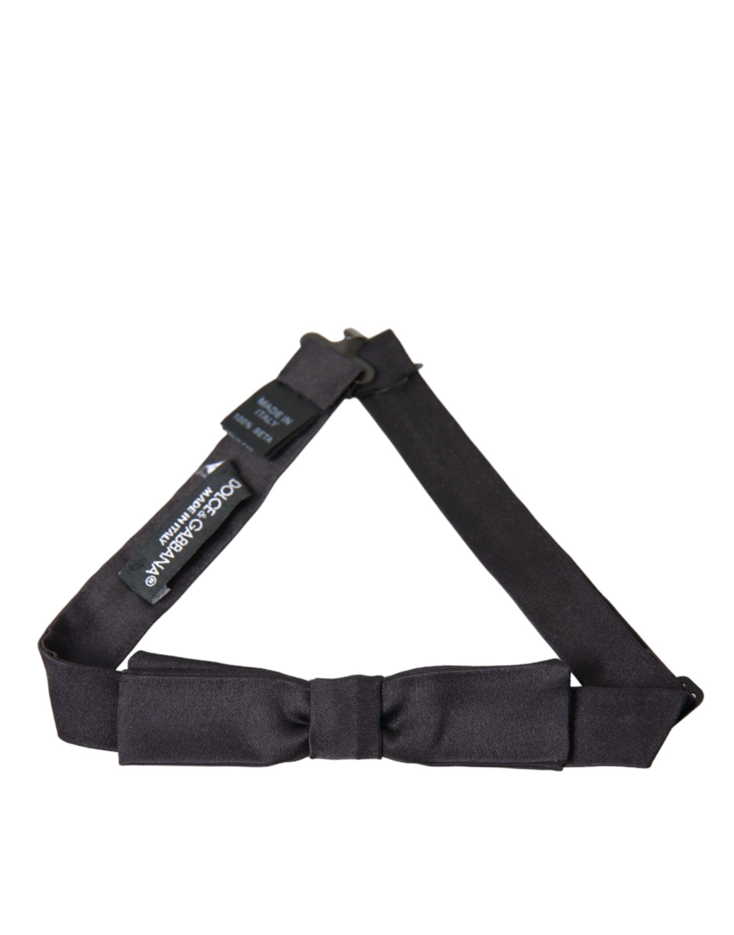 Dolce & Gabbana Dark Gray Silk Adjustable Neck Men Bow Tie Dolce & Gabbana