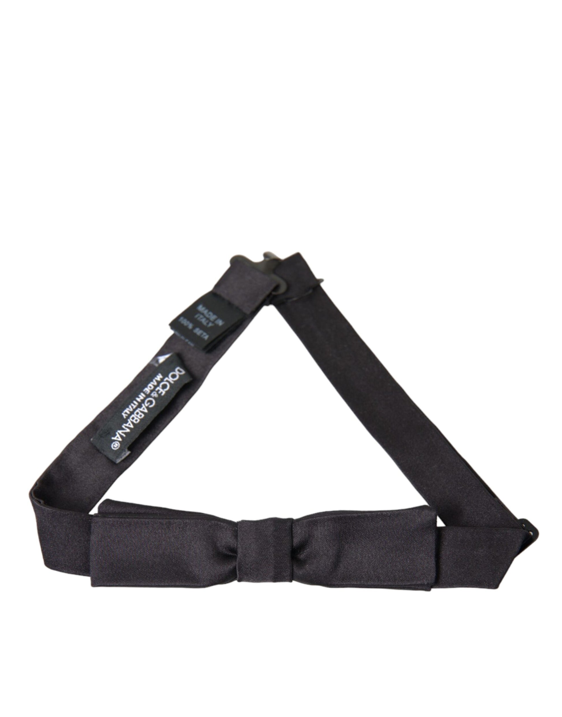 Dolce & Gabbana Dark Gray Silk Adjustable Neck Men Bow Tie Dolce & Gabbana