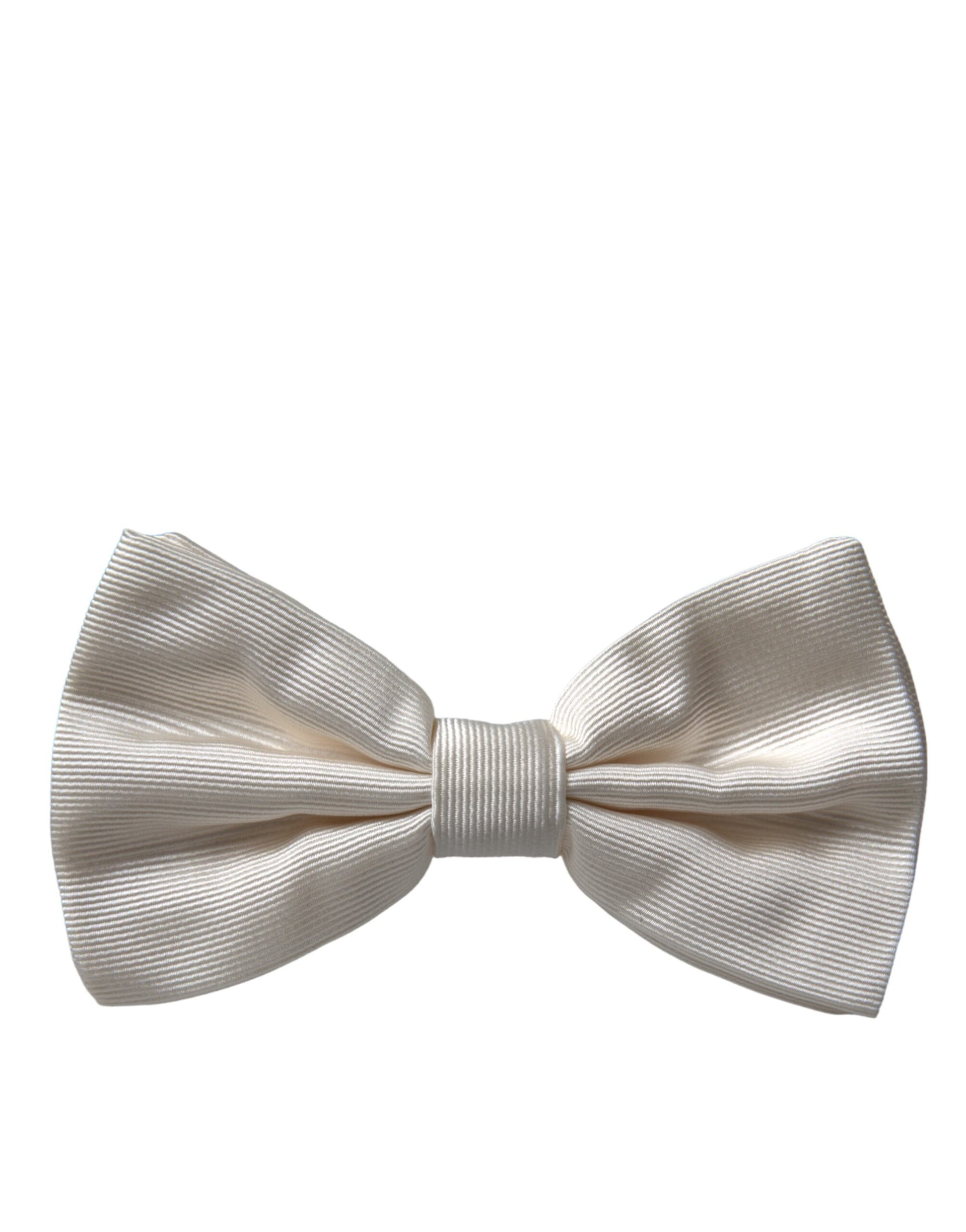 Dolce & Gabbana Off White Silk Adjustable Neck Men Bow Tie Dolce & Gabbana