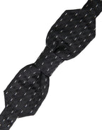 Dolce & Gabbana Dark Gray White Stitched Silk Men Neck Bow Tie