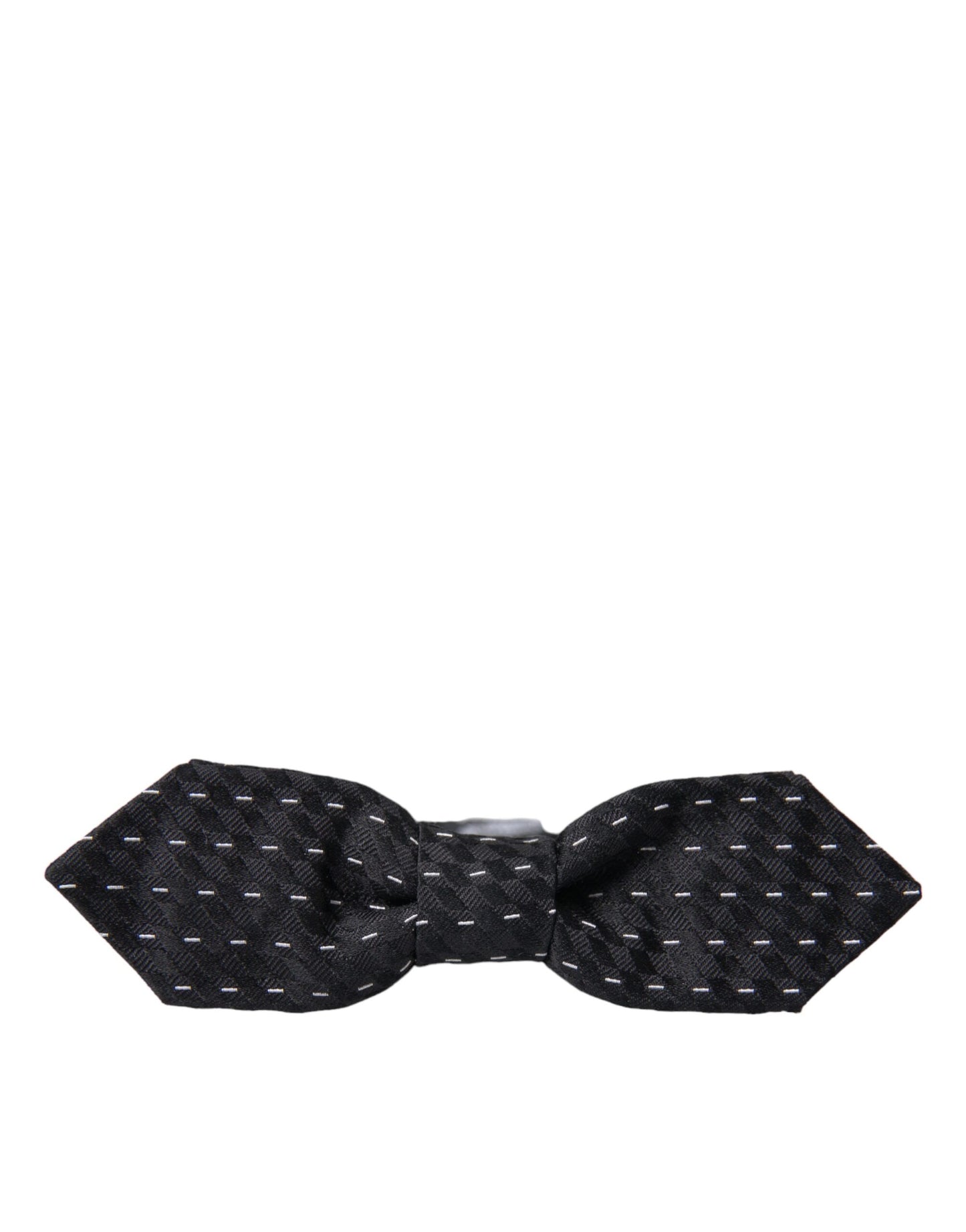 Dolce & Gabbana Black White Stitched Silk Men Neck Bow Tie Dolce & Gabbana