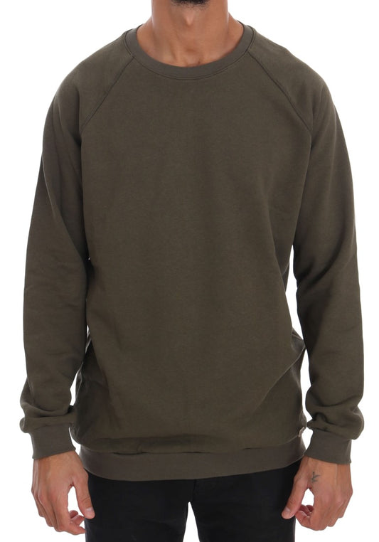 Daniele Alessandrini Green Crewneck Cotton Sweater Daniele Alessandrini