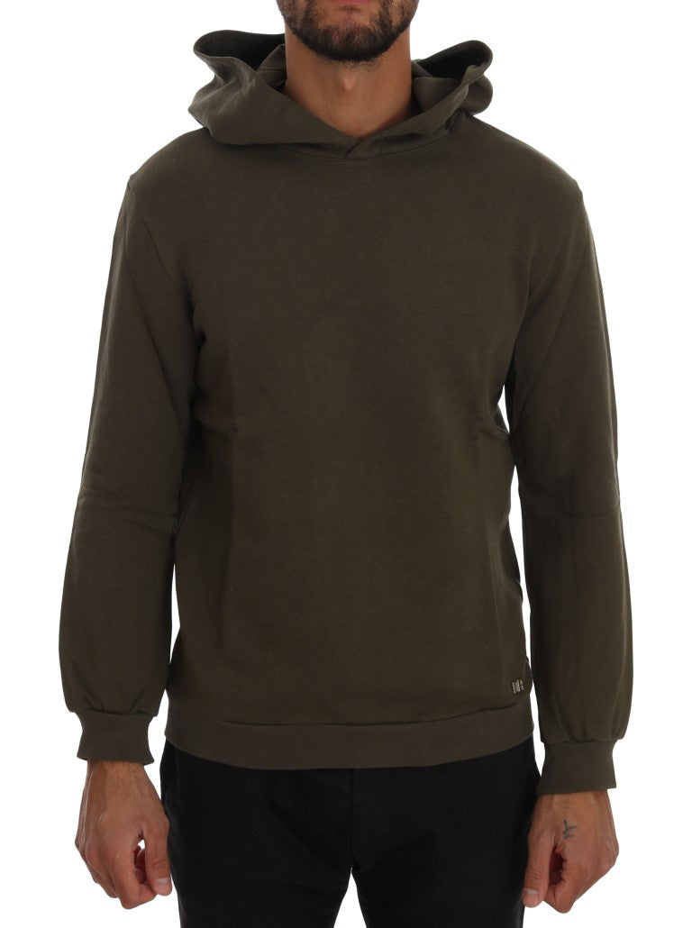 Daniele Alessandrini Green Pullover Hodded Cotton Sweater Daniele Alessandrini
