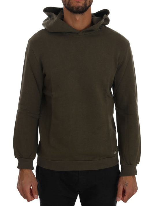 Daniele Alessandrini Green Pullover Hodded Cotton Sweater Daniele Alessandrini