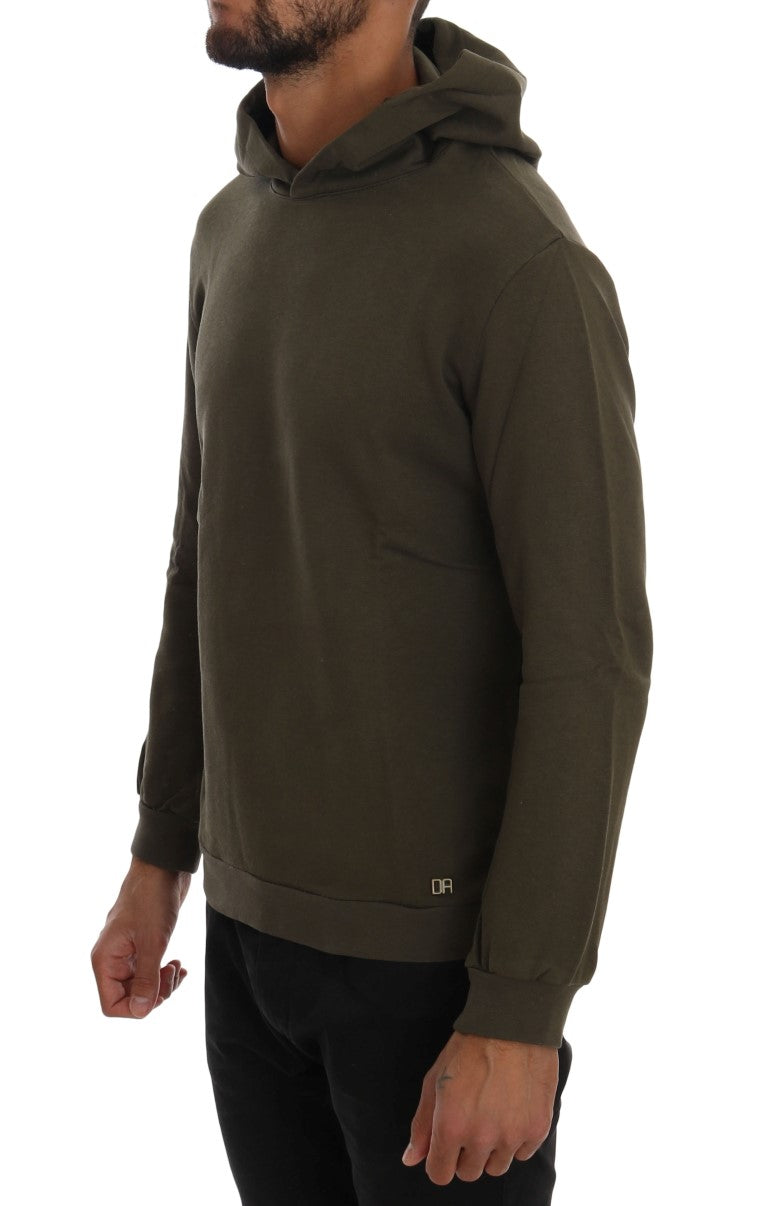 Daniele Alessandrini Green Pullover Hodded Cotton Sweater Daniele Alessandrini