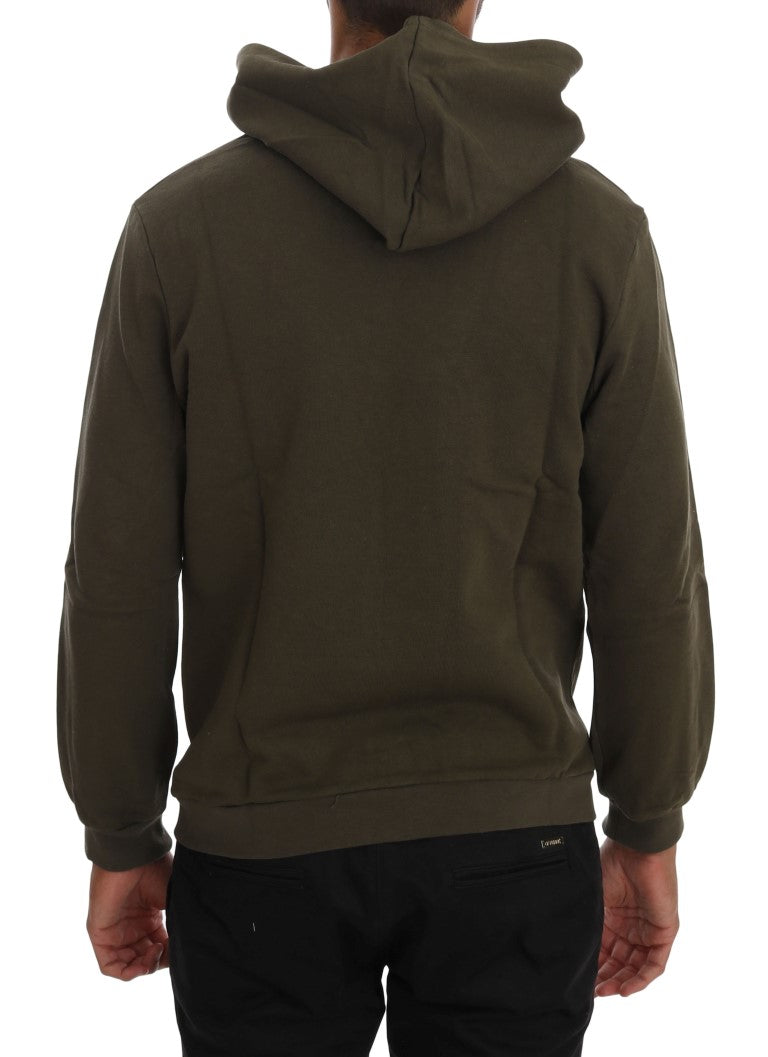 Daniele Alessandrini Green Pullover Hodded Cotton Sweater Daniele Alessandrini