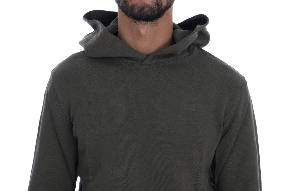 Daniele Alessandrini Green Pullover Hodded Cotton Sweater Daniele Alessandrini