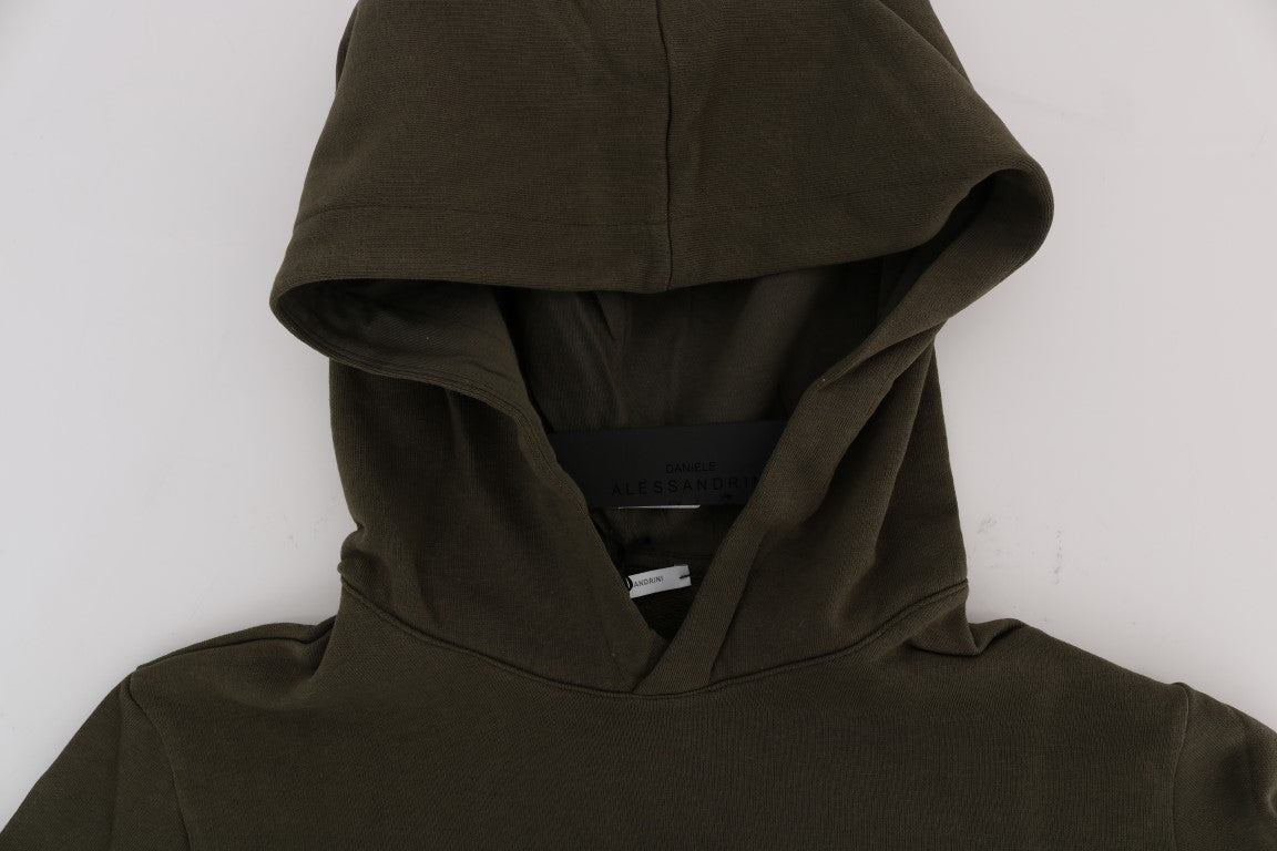 Daniele Alessandrini Green Pullover Hodded Cotton Sweater Daniele Alessandrini