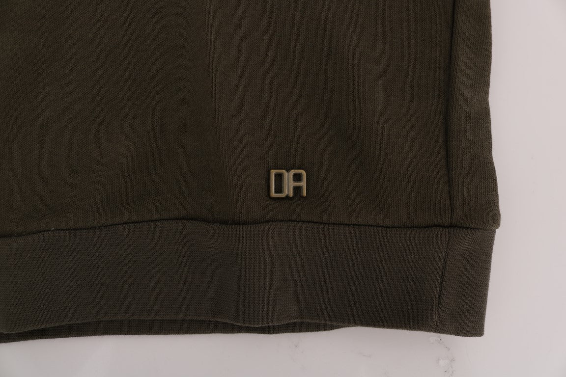 Daniele Alessandrini Green Pullover Hodded Cotton Sweater Daniele Alessandrini
