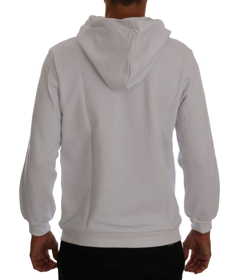Daniele Alessandrini White Pullover Hodded Cotton Sweater Daniele Alessandrini