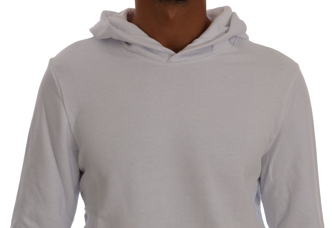 Daniele Alessandrini White Pullover Hodded Cotton Sweater Daniele Alessandrini