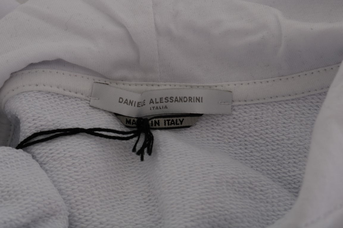 Daniele Alessandrini White Pullover Hodded Cotton Sweater Daniele Alessandrini