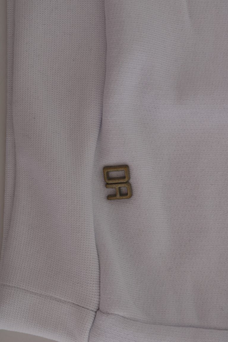 Daniele Alessandrini White Pullover Hodded Cotton Sweater Daniele Alessandrini