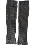 Dolce & Gabbana Gray Viscose Knitted Finger Less Gloves - Eljoys Fashion 