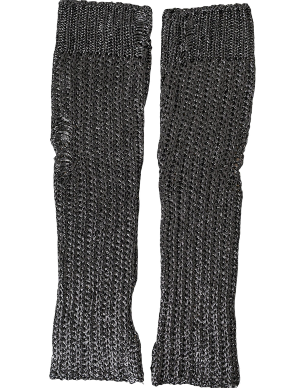 Dolce & Gabbana Gray Viscose Knitted Finger Less Gloves - Eljoys Fashion 