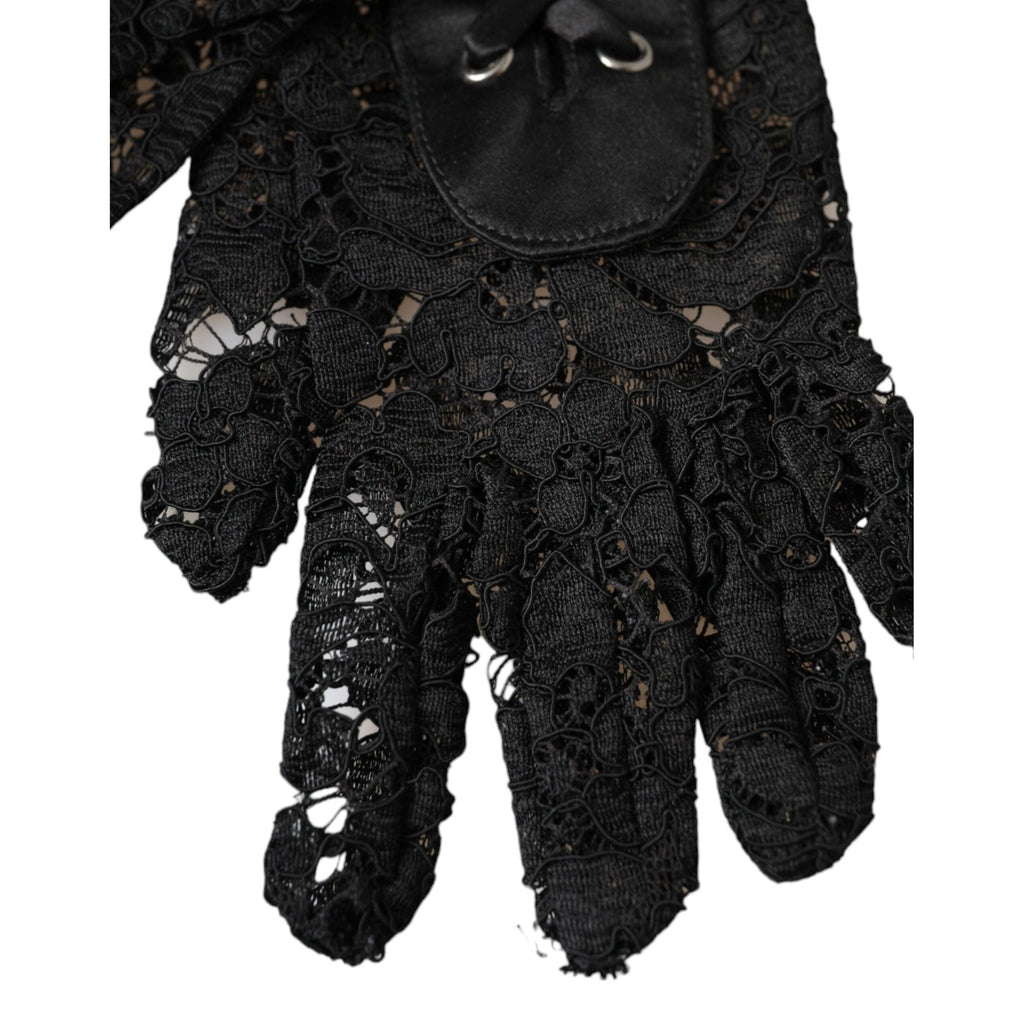 Dolce & Gabbana Black Taormina Lace Elbow Length Gloves