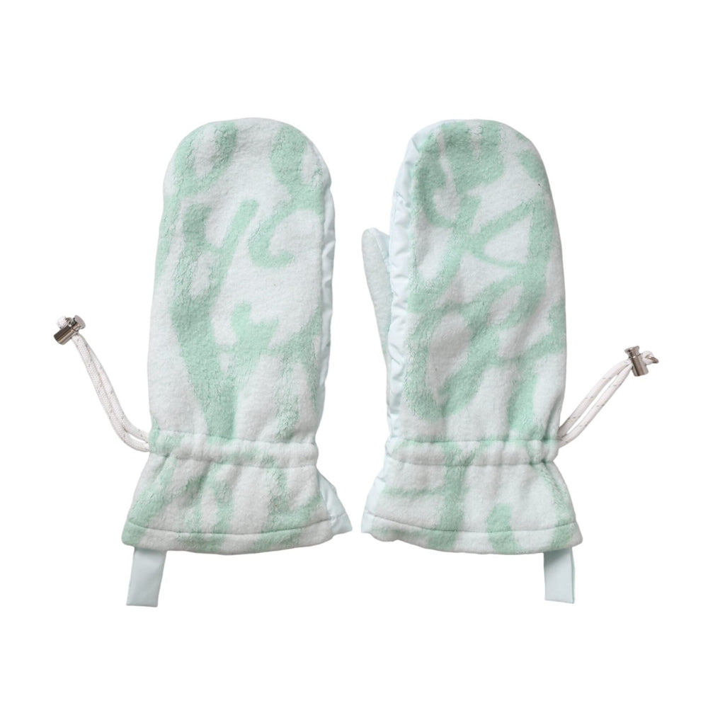 Dolce & Gabbana White Nylon Fleece Wrist Length Mitten Gloves
