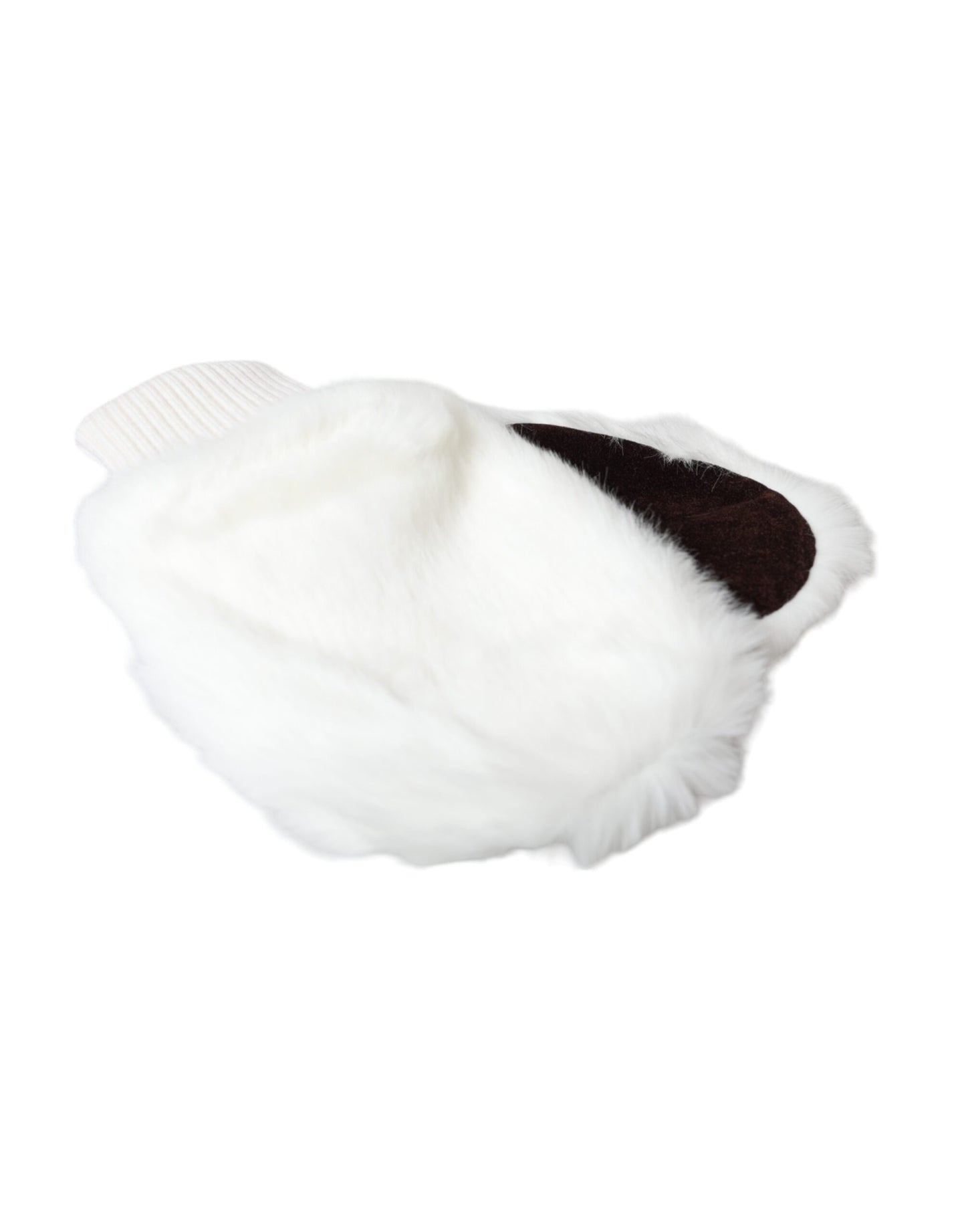 Dolce & Gabbana White Acrylic Knitted Fur Wrist Mitten Gloves Dolce & Gabbana