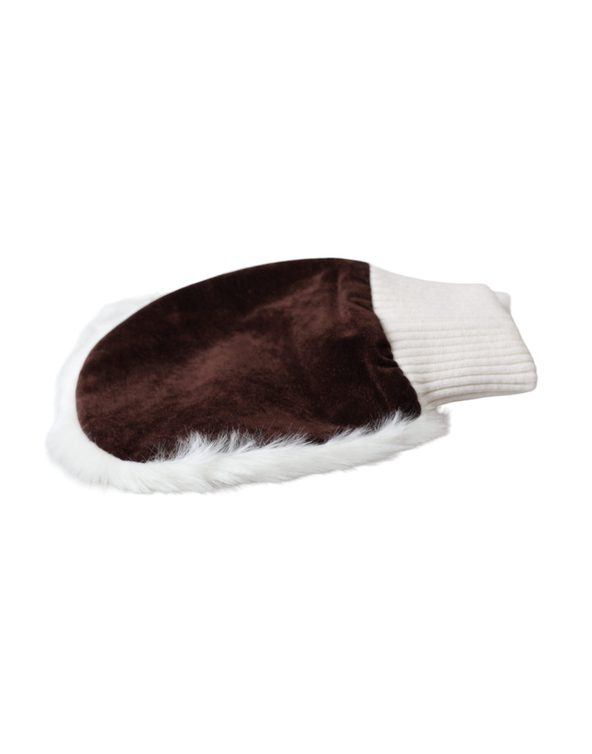 Dolce & Gabbana White Acrylic Knitted Fur Wrist Mitten Gloves Dolce & Gabbana