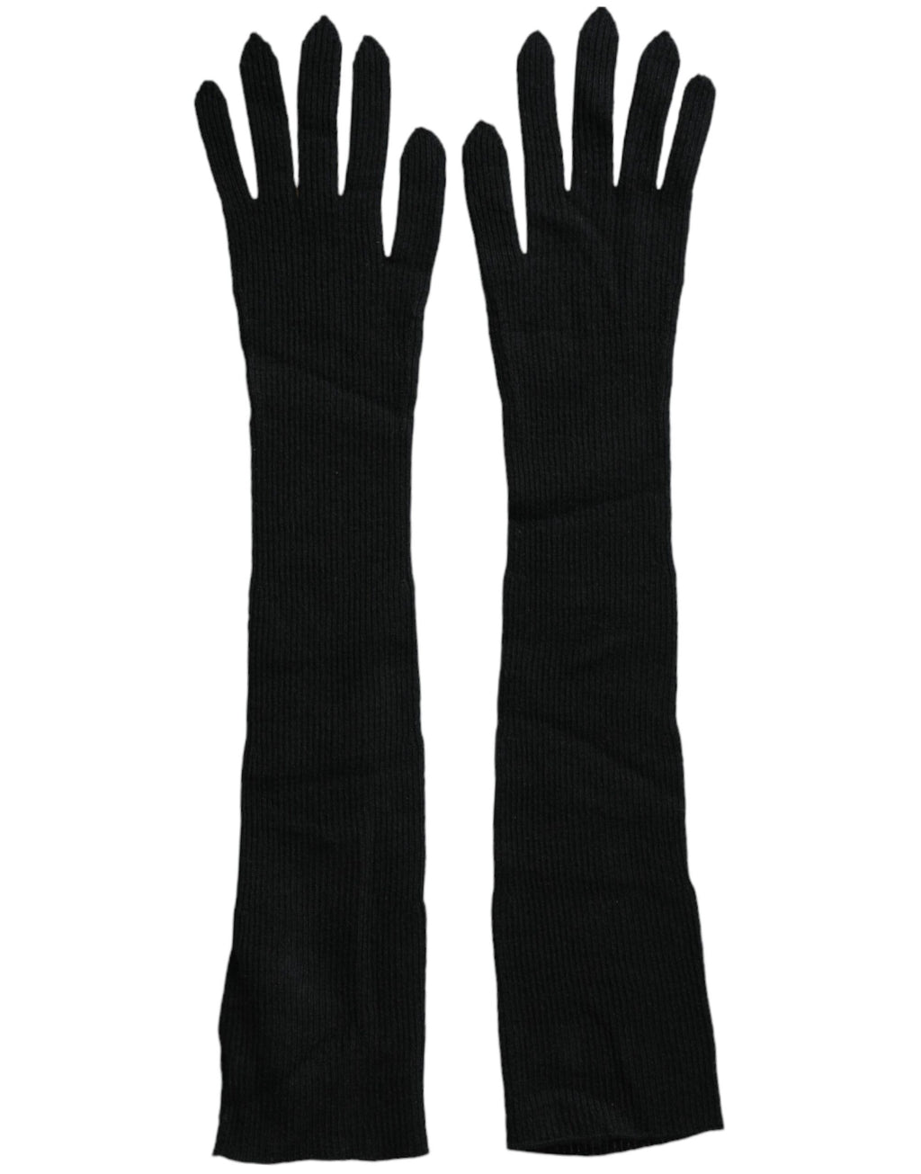 Dolce & Gabbana Black Cashmere Knitted Elbow Length Gloves - Eljoys Fashion 