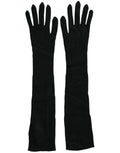Dolce & Gabbana Black Cashmere Knitted Elbow Length Gloves - Eljoys Fashion 